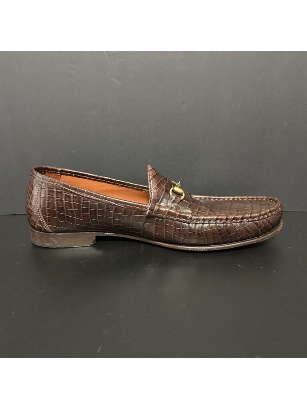 ALLEN EDMONDS Verona II Italian Loafer Crocodile Embossed Leather Brown Size 13D - Picture 5 of 15